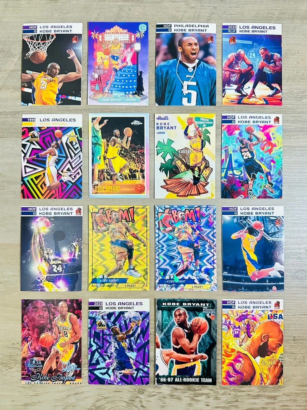 Kobe Bryant Rookie Lot of (16) Kaboom Downtown etc… Novelty Cards. LA Lakers.